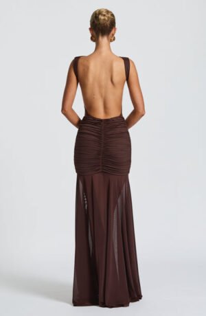 Orchid Mesh Plum Brown Maxi Skirt – view 2