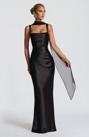 Liora Satin Corset Black Gown – view 2