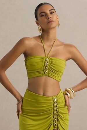 Aurora Chain Khaki Halter Top