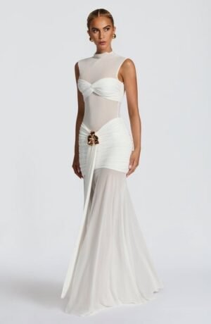 Orchid Mesh Ivory Maxi Skirt – view 2
