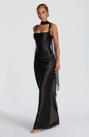 Liora Satin Corset Black Gown