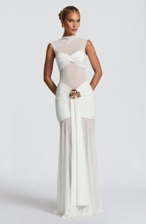 Orchid Mesh Ivory Maxi Skirt