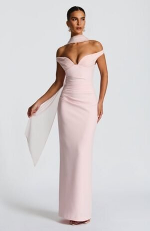 Bardot Column Blush Maxi Dress