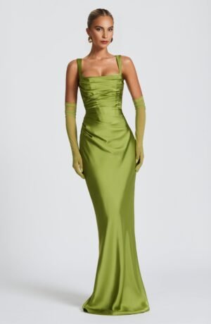 Liora Satin Olive Gown