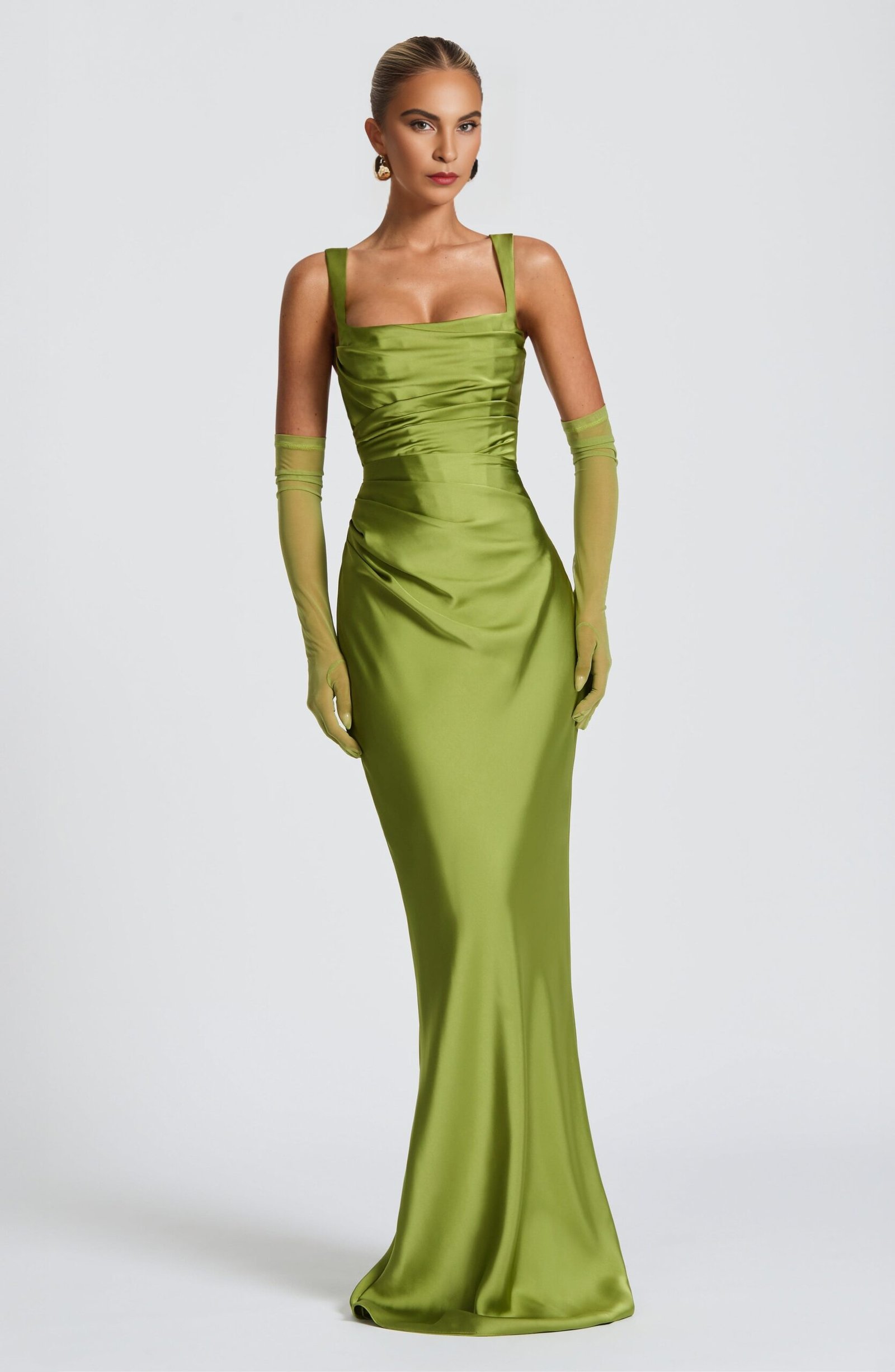 Liora Satin Olive Gown