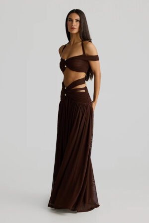 Solara Mesh Espresso Brown Skirt – view 2