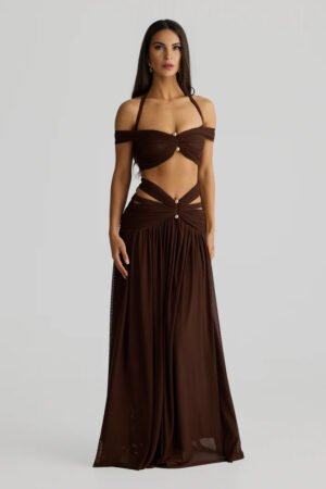 Solara Mesh Espresso Brown Skirt