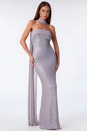 Starlit Muse Grey Silver Gown – view 2