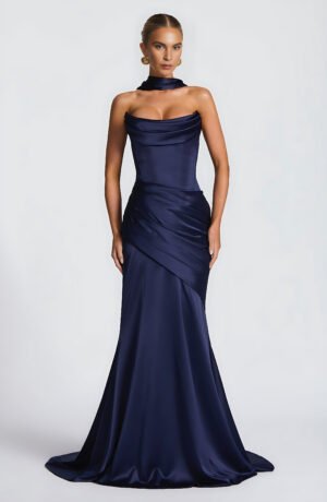 Moonlit Grace Navy Maxi Dress