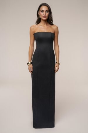 Velour Edge Suede Black Maxi Dress