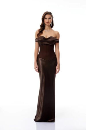 Espresso Siren Satin Gown – view 2