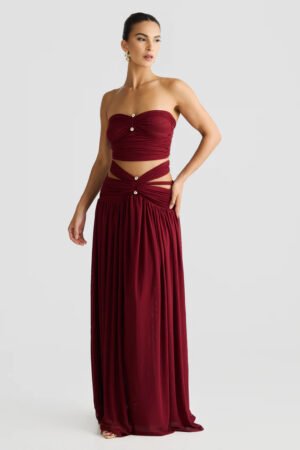 Liora Mesh Strapless Shiraz Top