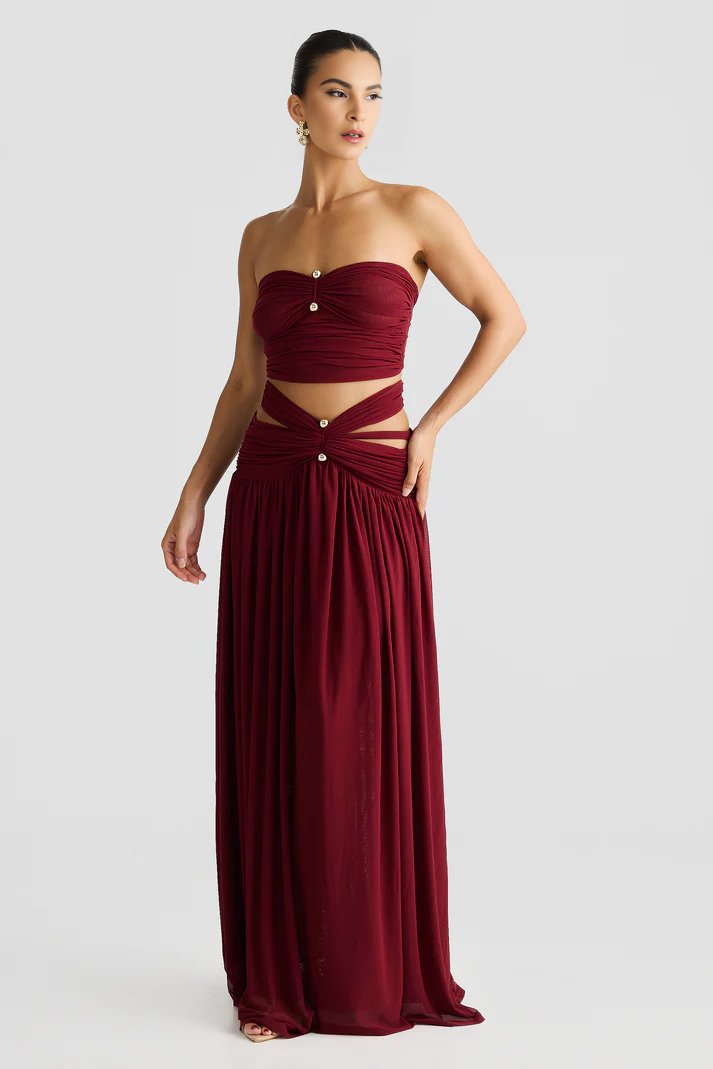 Liora Mesh Strapless Shiraz Top