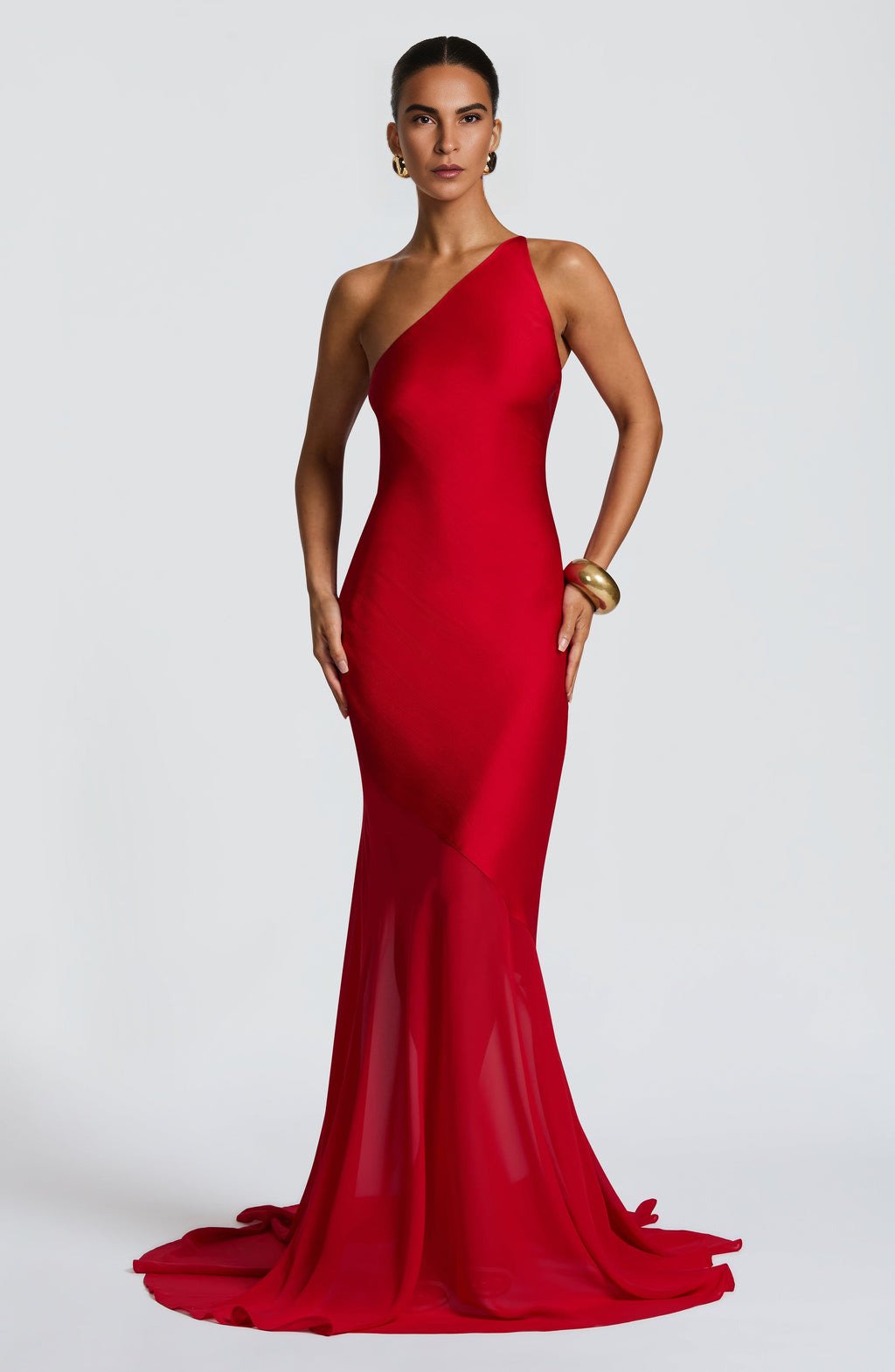 Midnight Tide One-Shoulder Red Gown