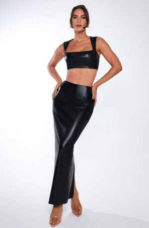 Noir Contour Faux Leather Co-Ord – view 2