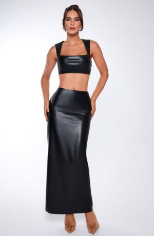 Noir Contour Faux Leather Co-Ord