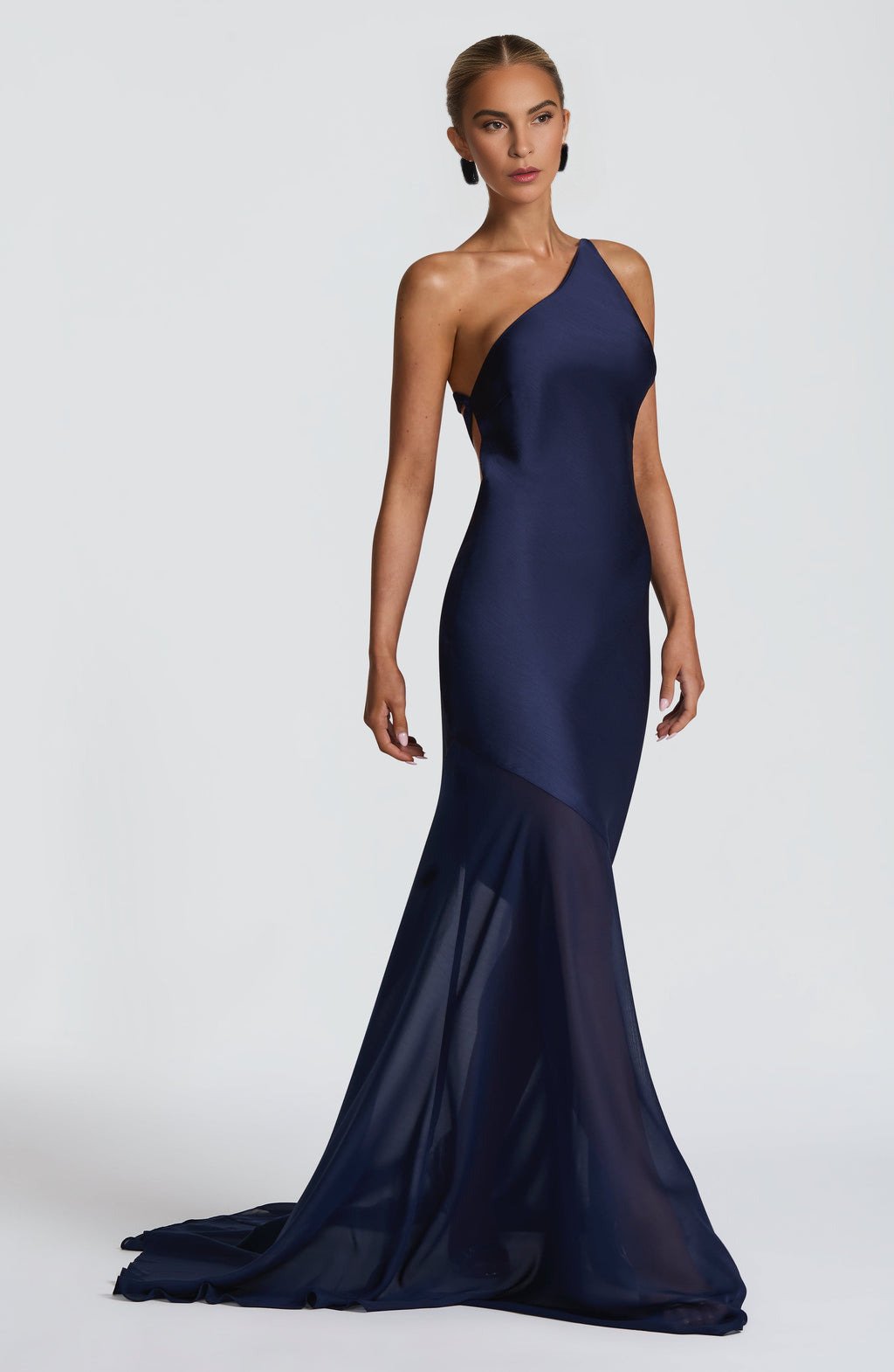 Midnight Tide One-Shoulder Navy Gown