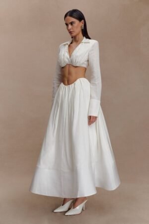 Marlowe Linen White Maxi Skirt – view 2