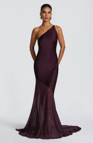 Midnight Tide One-Shoulder Plum Gown