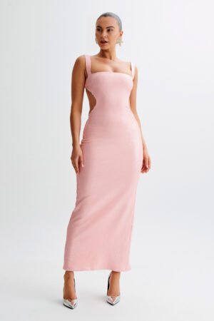 Sculpt Sequin Square Pale Pink Maxi Dress
