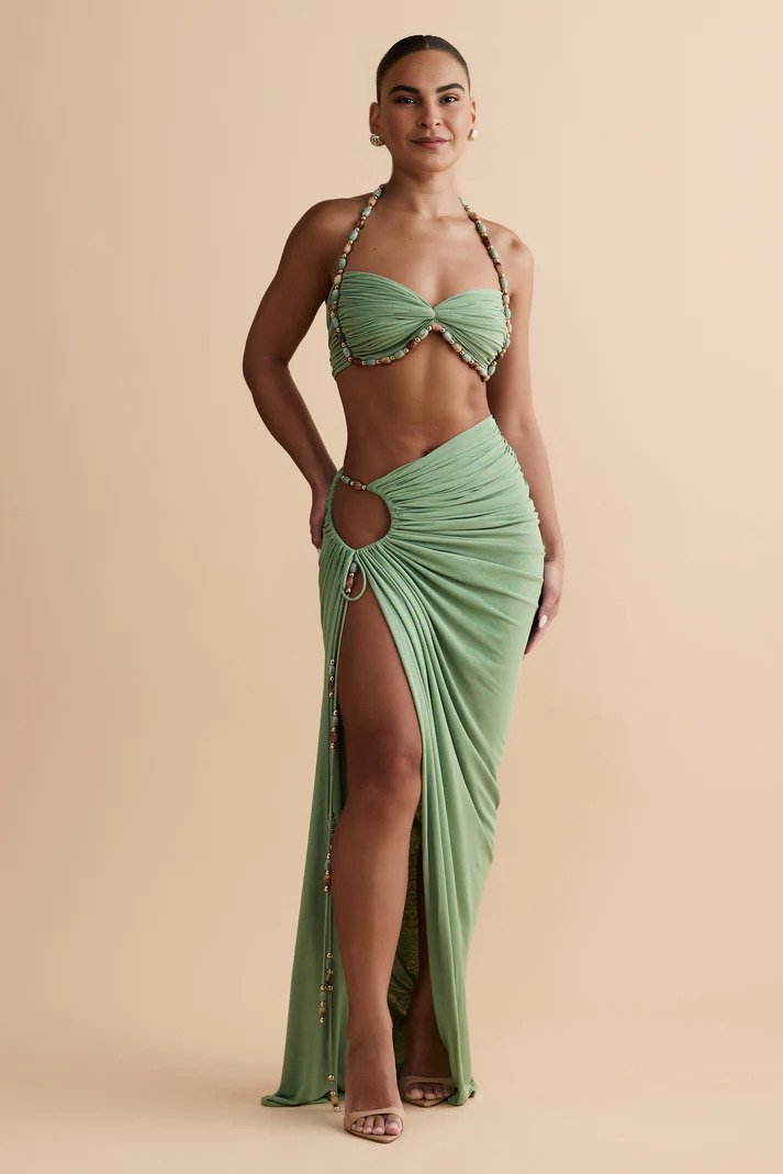 Azure Escape Sage Mesh Skirt
