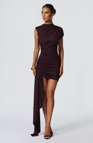 Elara Mini Dress Plum – view 2