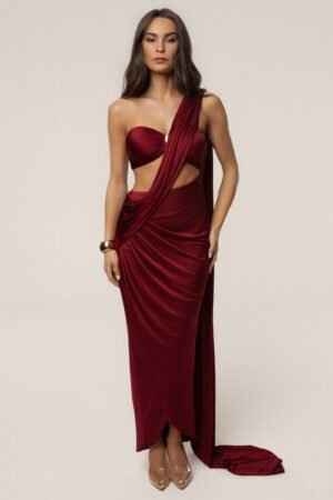 Bee Boe Élan Burgundy Drape Gown