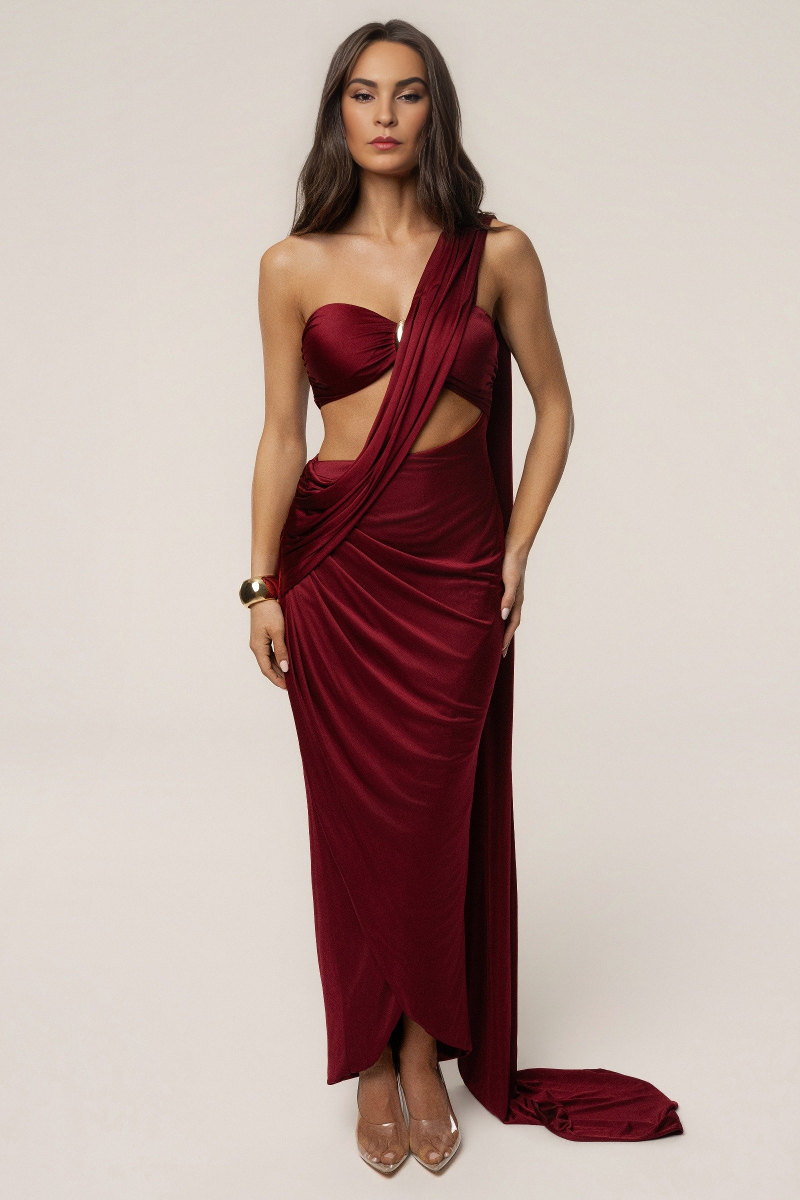 Bee Boe Élan Burgundy Drape Gown