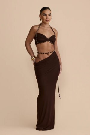 Lunara  Mesh Espresso Brown Skirt