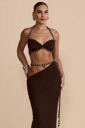 Lunara Mesh Espresso Brown Skirt – view 2