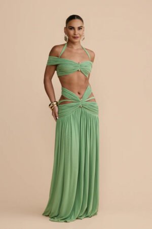 Solara Mesh Sage Skirt