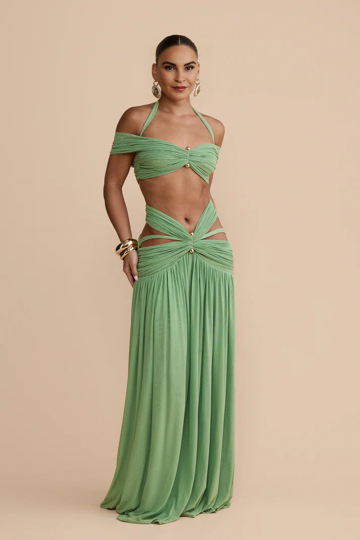 Solara Mesh Sage Skirt