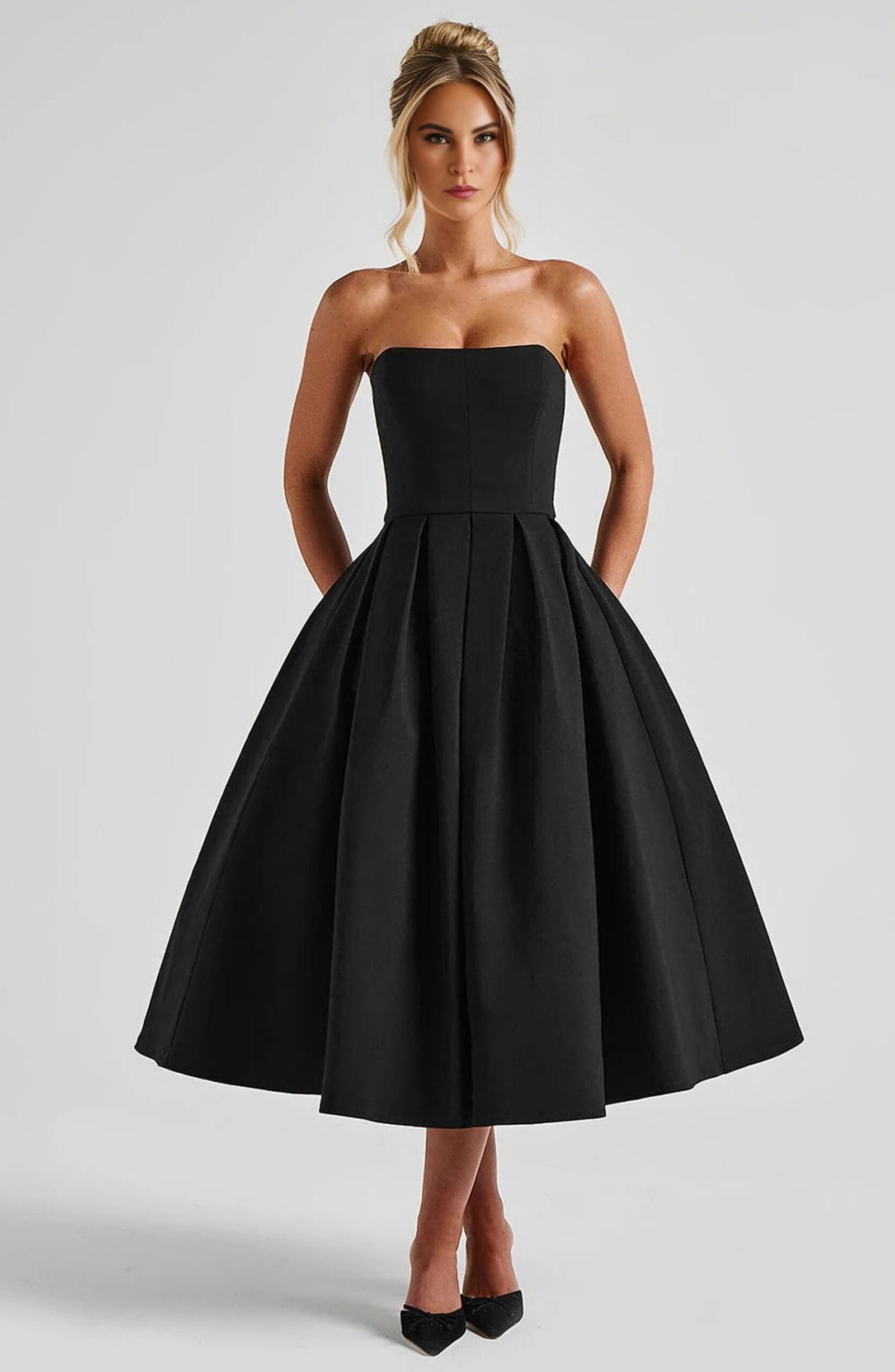 Bee Boe Black Belle Strapless Midi Dress