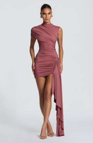 Elara Mini Dress Rose Brown