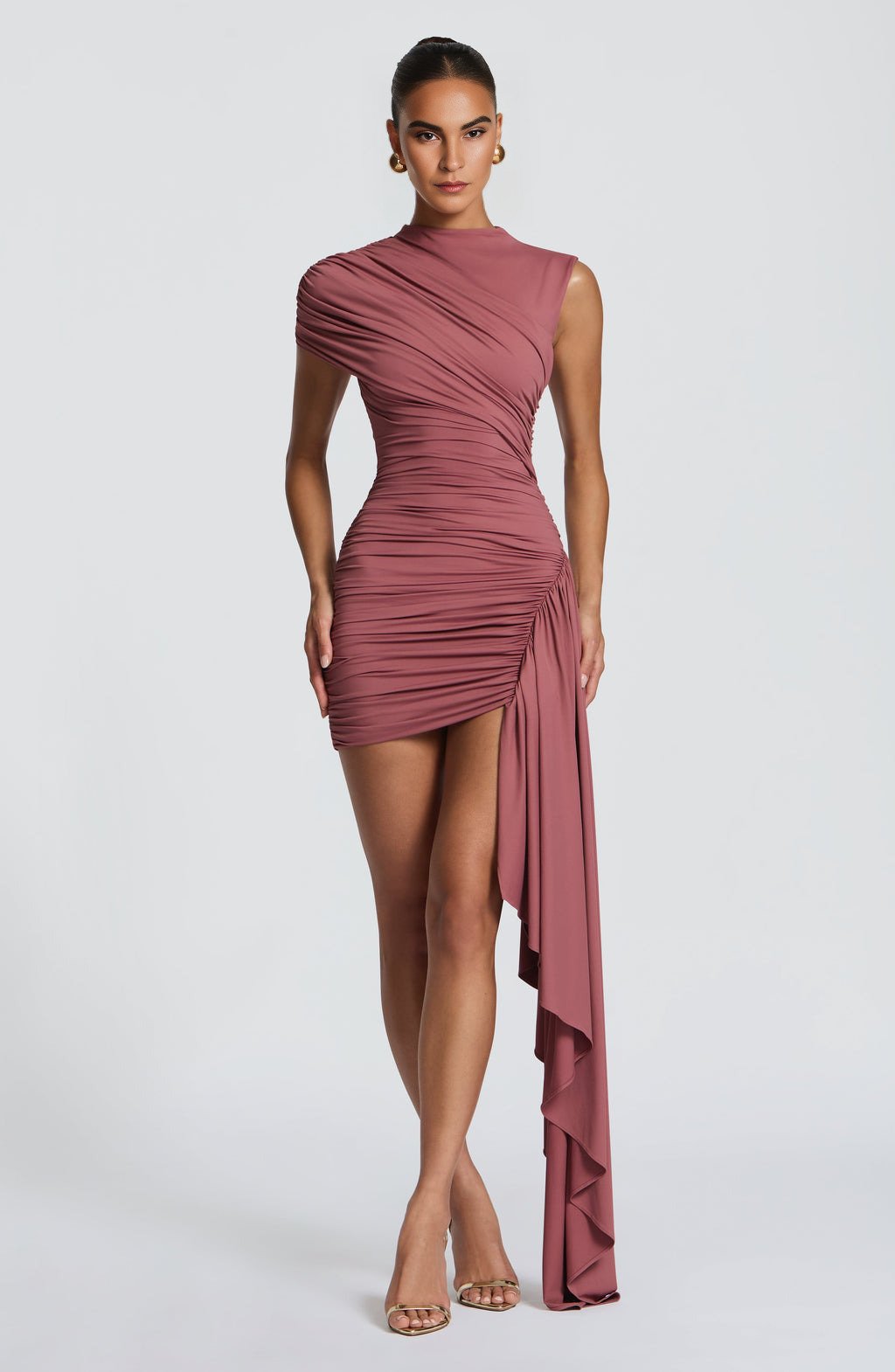Elara Mini Dress Rose Brown