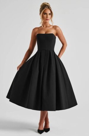 Black Belle Strapless Midi Dress – view 2