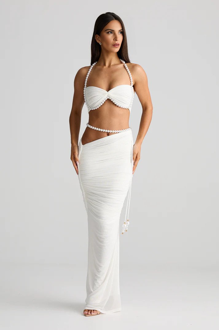Astoria Pearl Mesh  Maxi Skirt