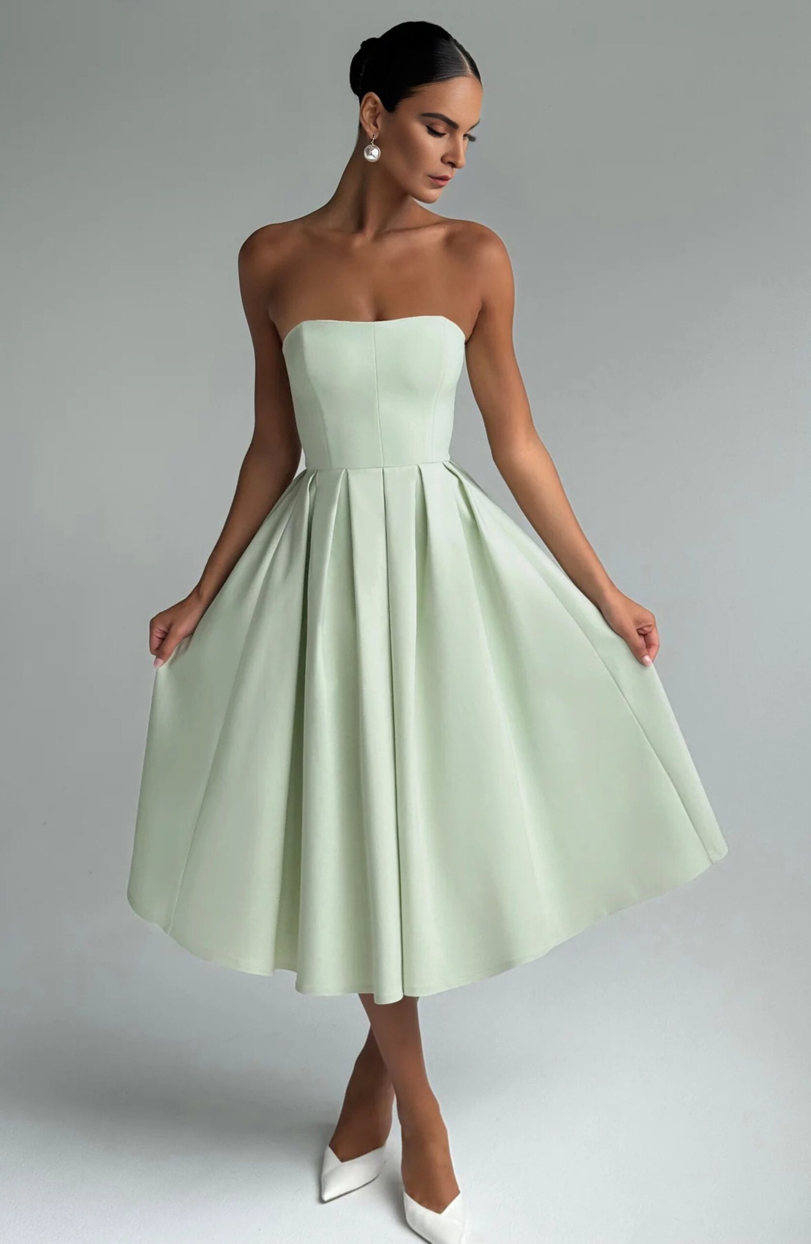 Bee Boe Mint Belle Strapless Midi Dress