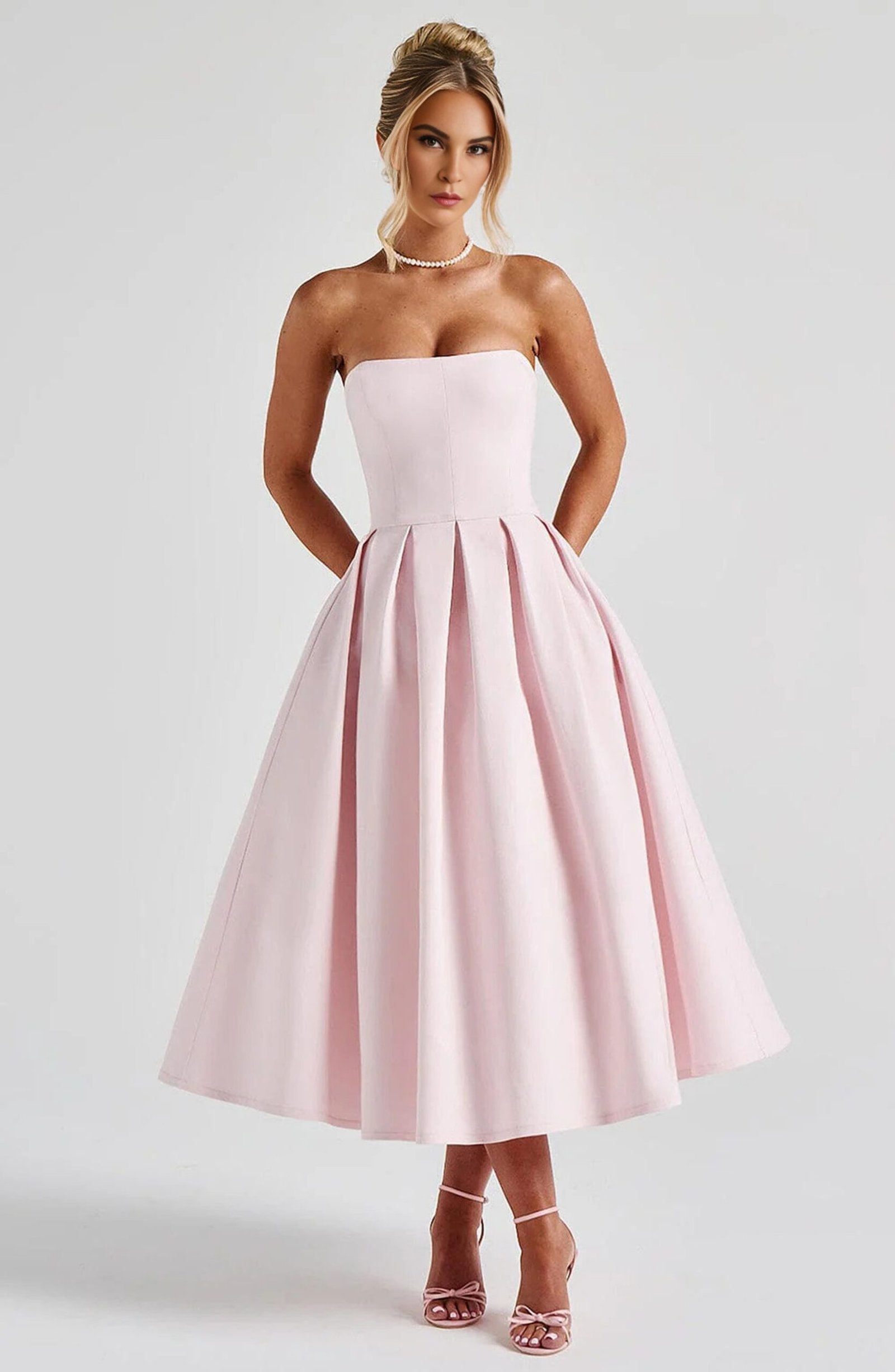 Bee Boe Blush Belle Strapless Midi Dress