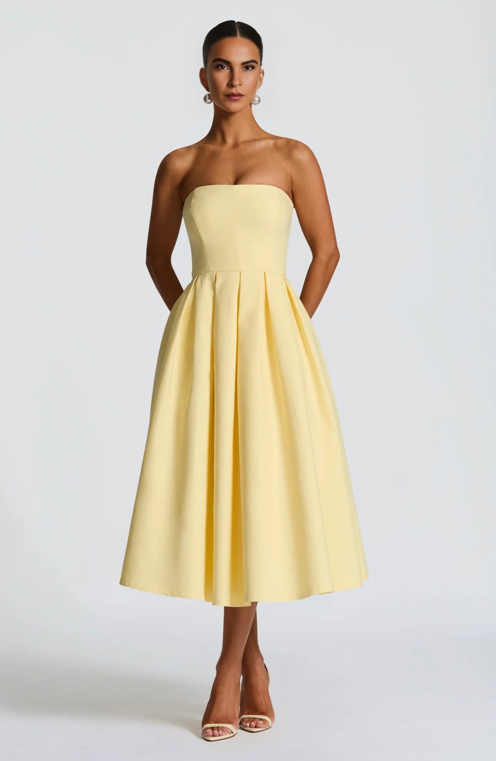 Bee Boe Lemon Belle Strapless Midi Dress