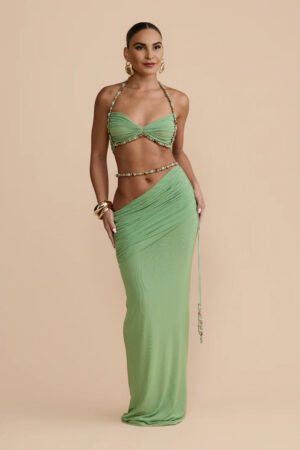 Lunara Mesh Sage Skirt