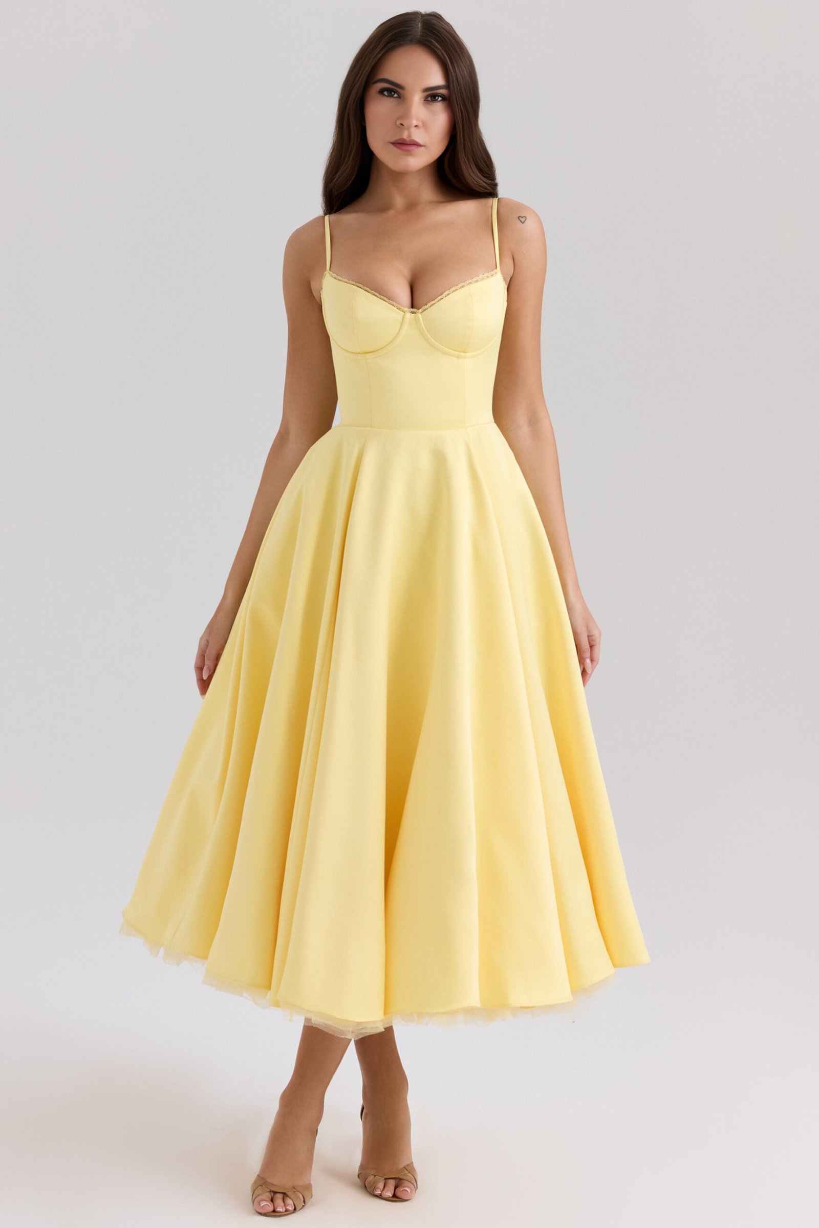 Sunshine Yellow satin midi dress