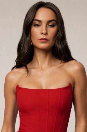 Scarlet Red Linen Corset