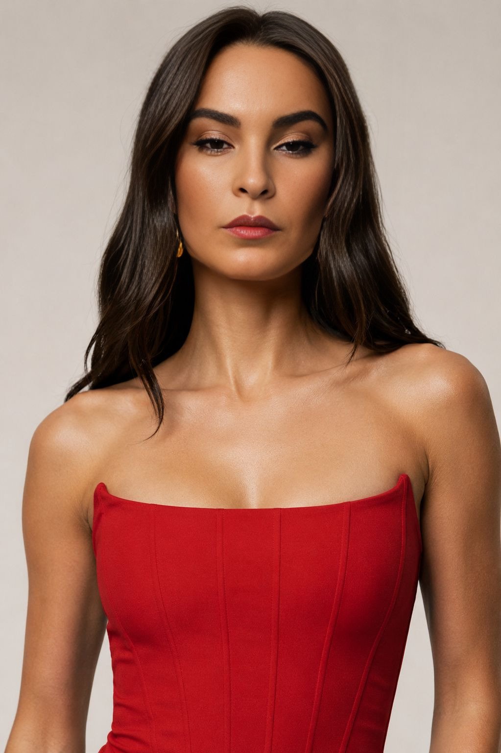 Scarlet Red Linen Corset